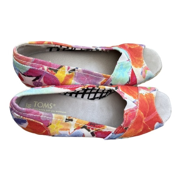 Toms Womens Calypso Corbel Classic Pump Wedge Heels Shoes Multicolor Floral 8W - Picture 6 of 8